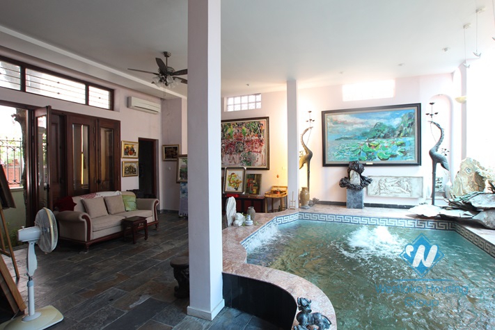 Bright house with swimming pool available for rent in Westlake area, Hanoi, fully furnished.